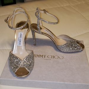 Jimmy Choo Sacora Shimmery Glitter- Champagne